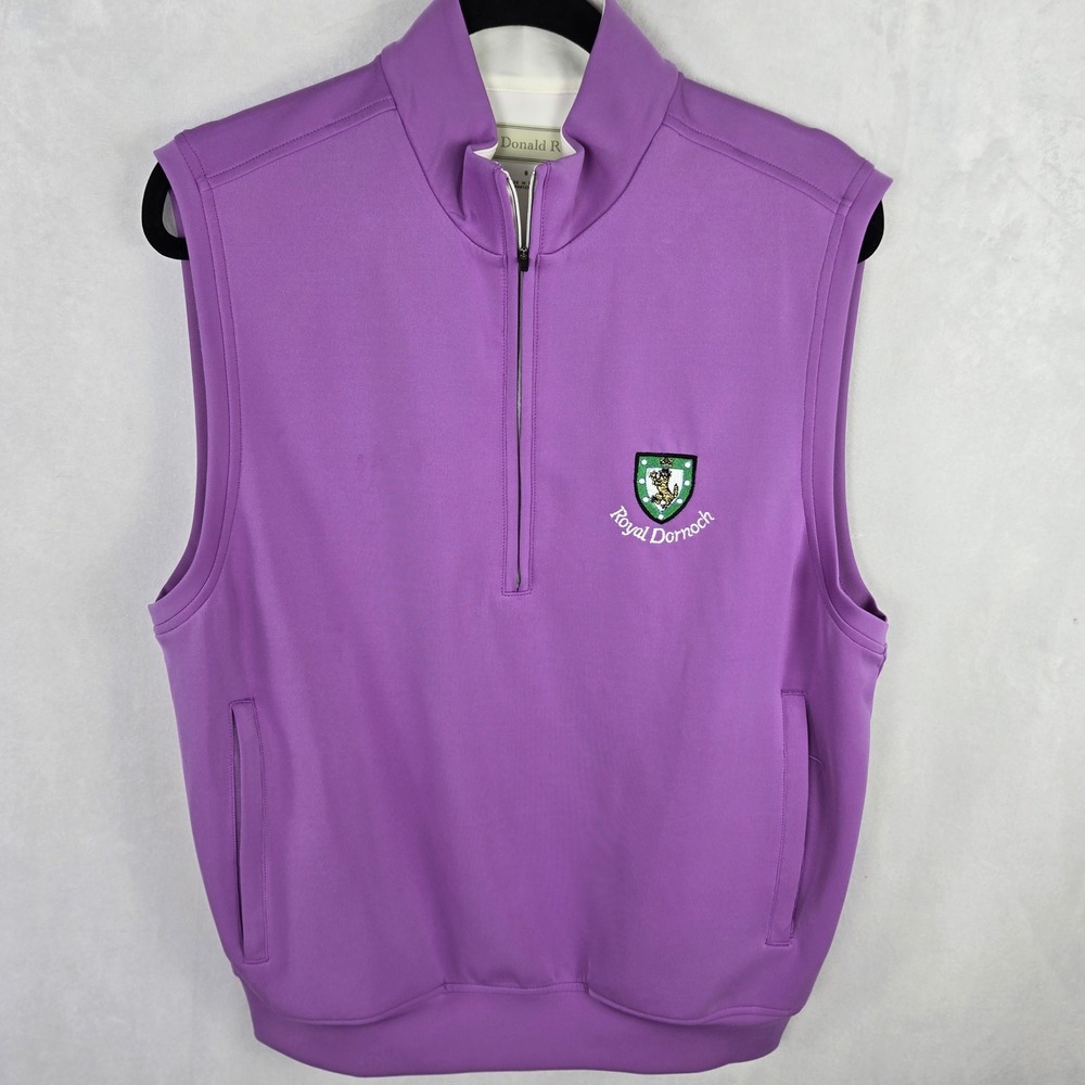 Donald Ross Royal Dornoch Mens Purple Quarter Zip Golf Vest Small